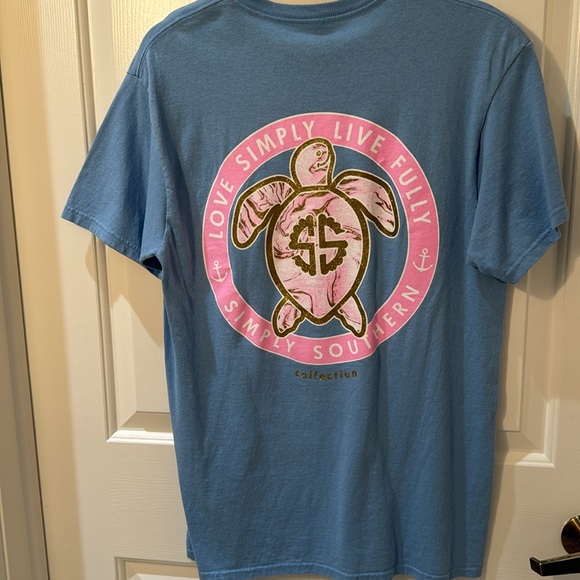 EUC - Simply Southern Women’s Periwinkle Live Simply Live Fully Turtle Shirt - Picture 3 of 3